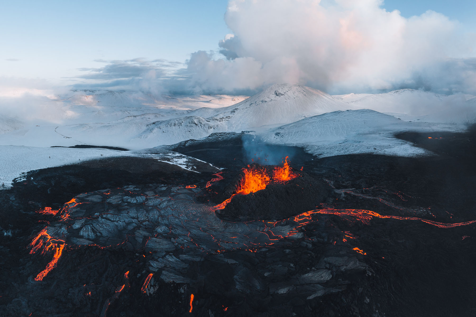 Uitbarsting van de Fagradalsfjall vulkaan in IJsland