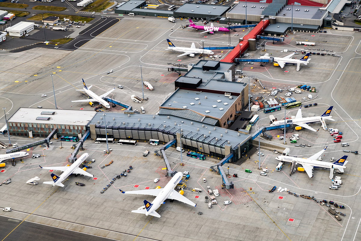 Keflavik International Airport in IJsland